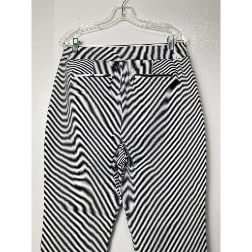 Chico's Dress Pants Women's Size 2R 12 L Navy Blue White Pinstripe  Stretch - Picture 13 of 14